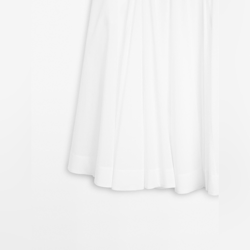 NWT. Massimo Dutti White 100% Cotton Midi Skirt with Yoke Detail. Size 2. - Picture 7 of 12